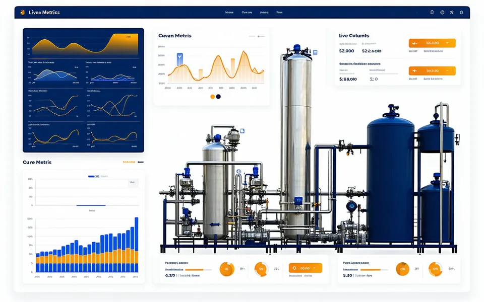 Twynvex dashboard showing a chemical plant distillation column digital twin with real-time performance metrics